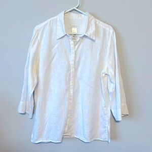 Liz Claiborne Pure White Linen Blouse